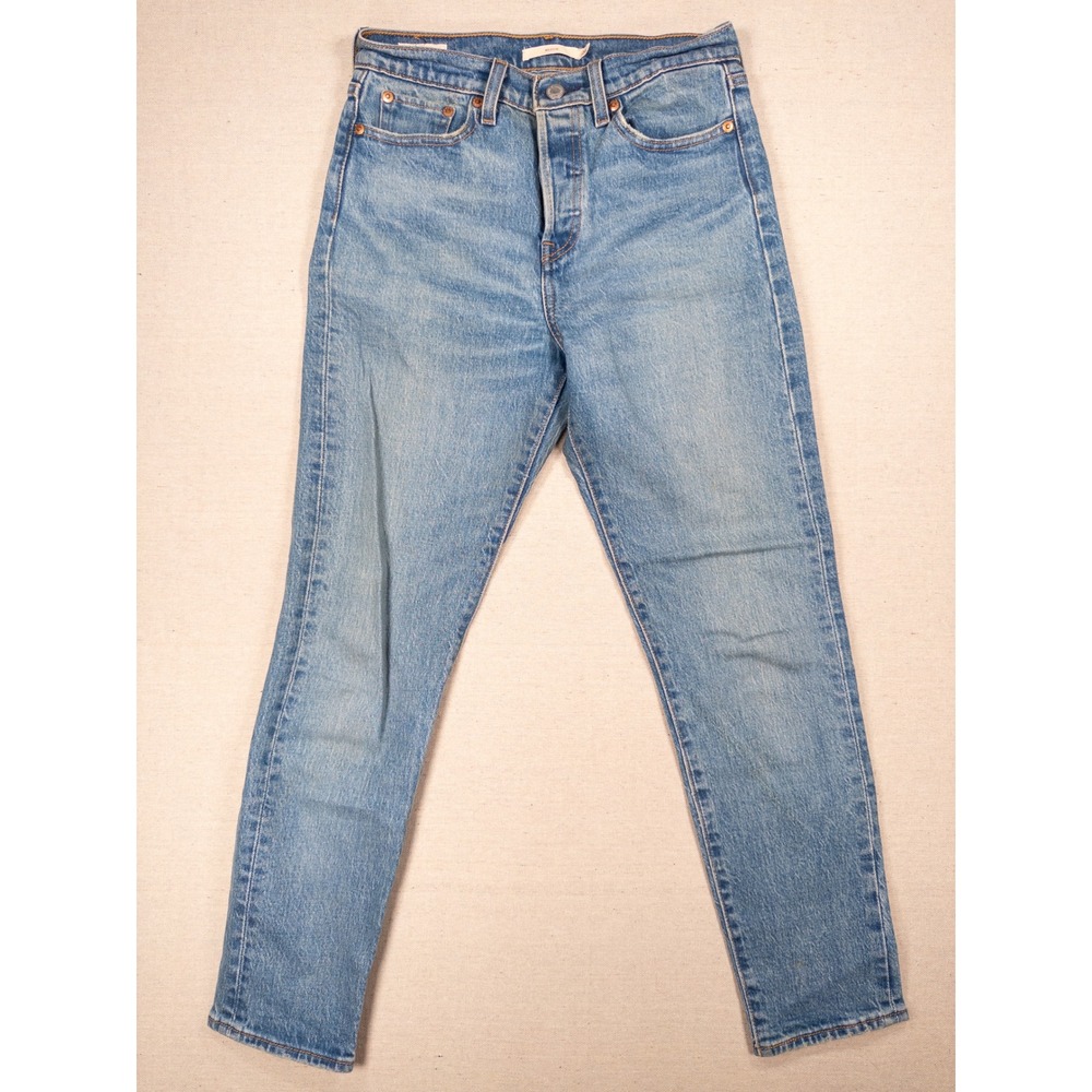 Levis Wedgie Straight High Rise Button Fly Blue Denim Jeans Size 26